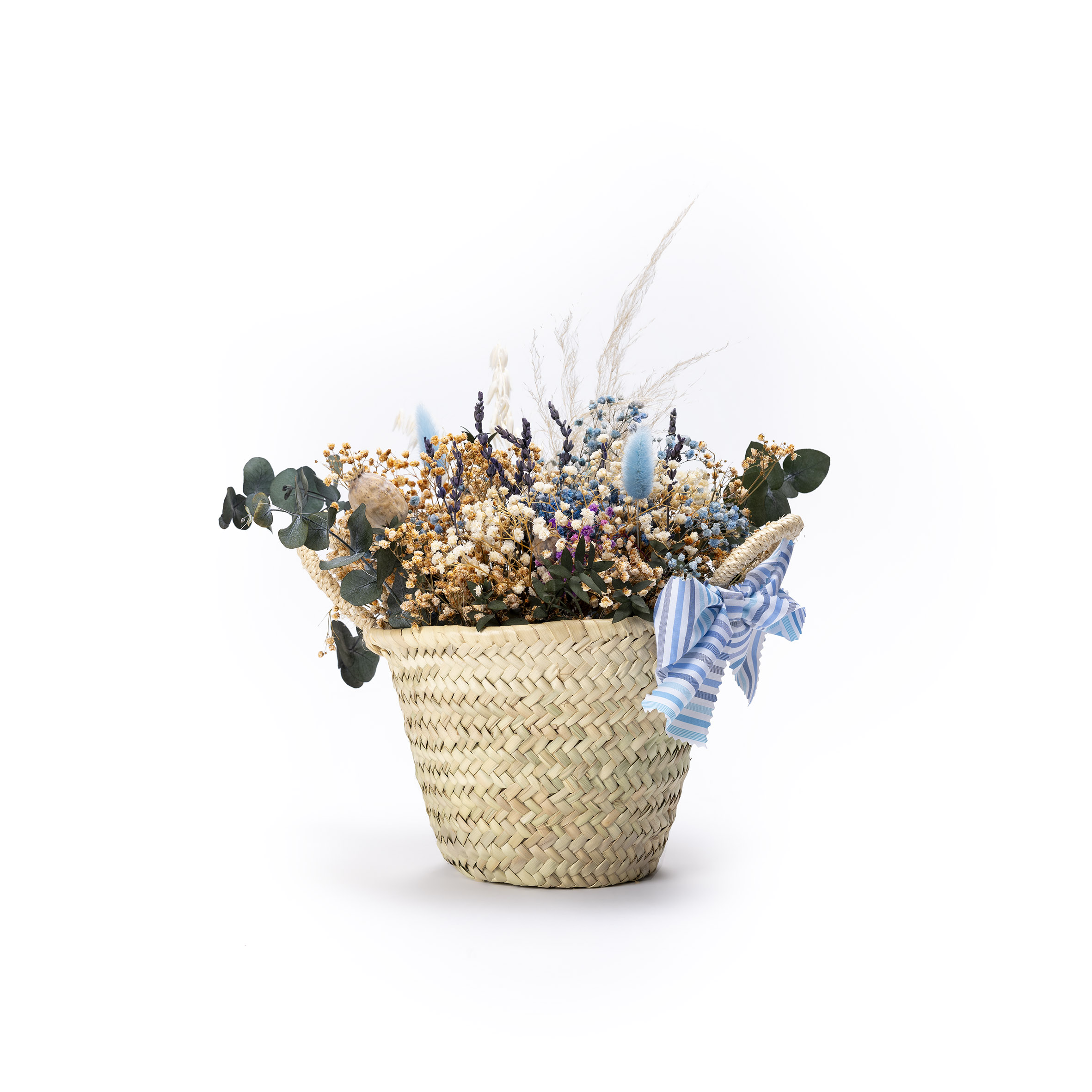 Cesta de flores con lazo